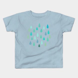 Blue and Green Raindrops Kids T-Shirt
